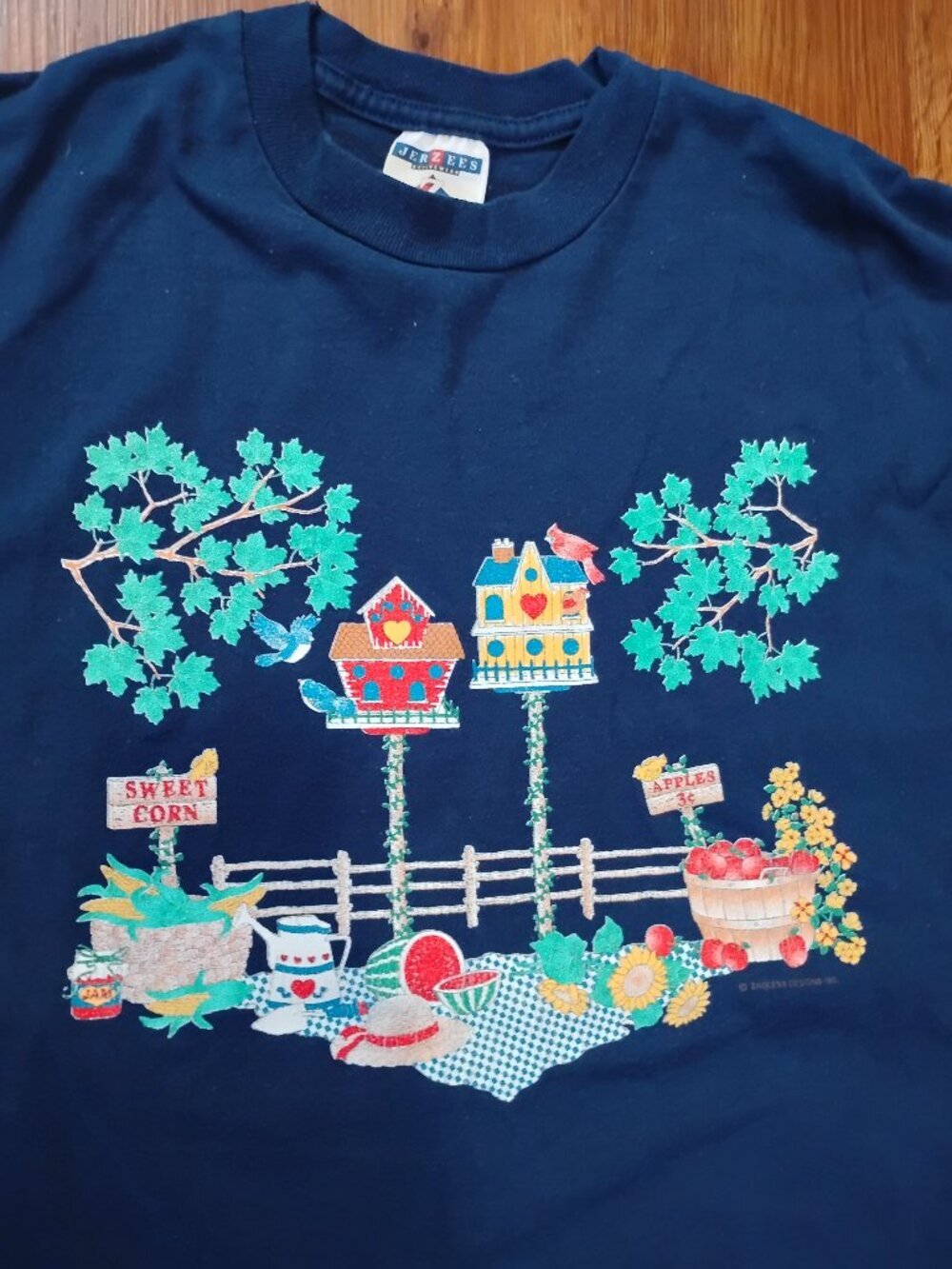 Vintage Cottage Core Birdhouse Picnic Watermelon Corn Americana T-Shirt